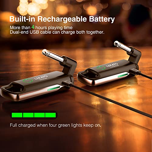 Lekato Wireless Guitar Transmitter Receiver Uhf Rechargeable Wireless Guitar System With 70 Channels Guitar Wireless Audio Wireless Transmitter Receiver For Guitar Bass Electric Instruments #TOP4