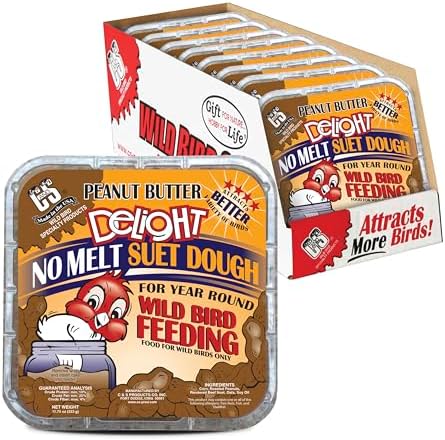 Suet Cakes for Bird Feeders That Will Transform Your Backyard Experience 8 C&S Peanut Butter Delight No Melt Suet Dough, Suet Cakes for Wild Birds, 11.75 Ounces, Pack of 8
