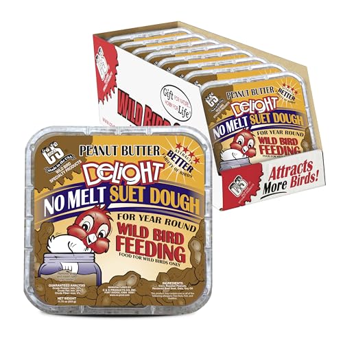 C&S Peanut Butter Delight No Melt Suet Dough, Suet Cakes for Wild Birds, 11.75 Ounces, Pack of 8