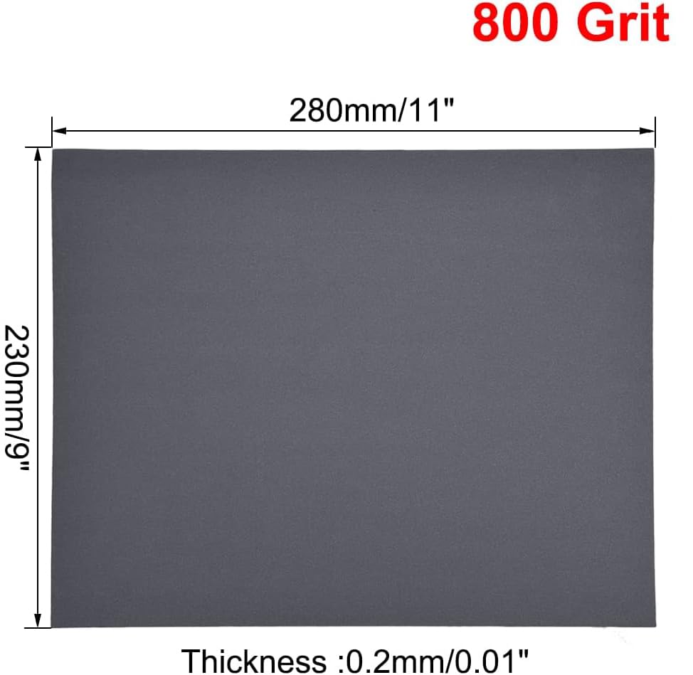 MACHSWON 9 x 11inch Wet Dry Silicone Carbide Paper Waterproof Sandpaper for Wood Furniture Finishing Metal Sanding 10 pcs 800Grits - Image 3