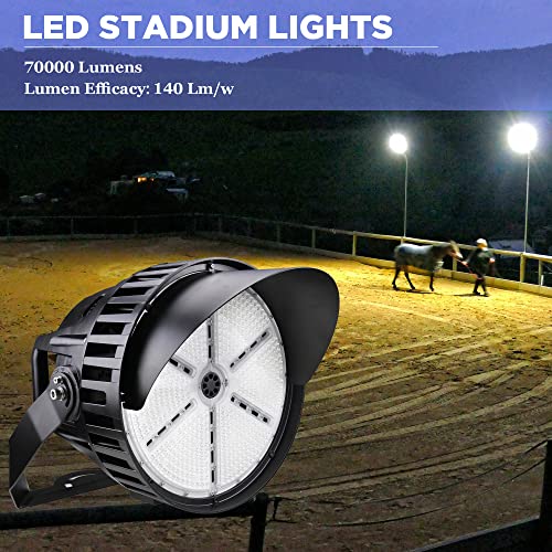 Dephen 500W Led Stadium Lights - 70000 Lumens (1500-2000W Metal Halide Eq.) Stadium Lights Outdoor 100-277V Stadium Flood Lights Outdoor 5000K Ip66 Waterproof Ul-Listed Led Arena Lights #TOP4