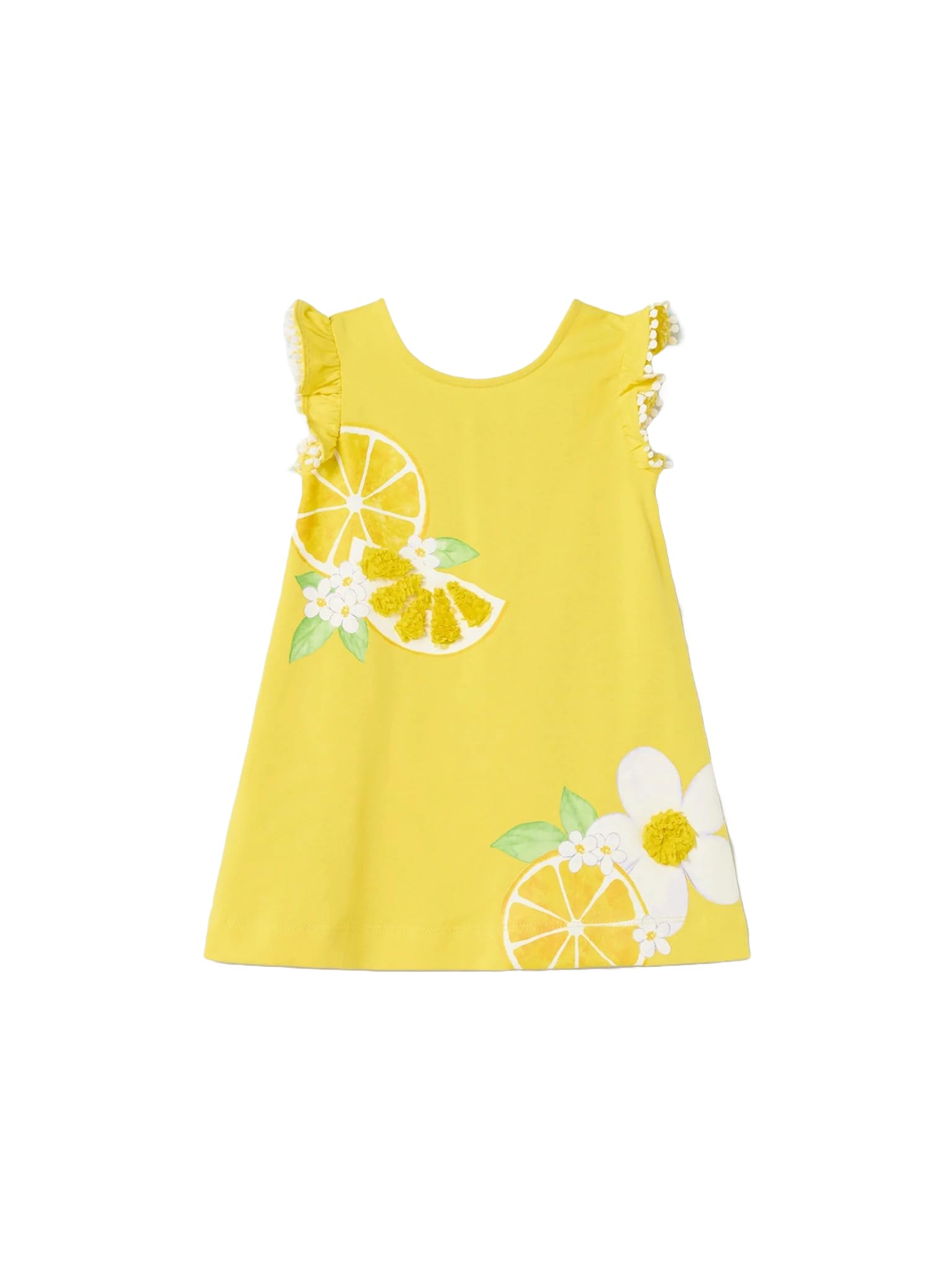 Vestito Estivo Neonata Giallo con Limoni e Fiori – Abito Elegante Cerimonia Bambina 6-24 Mesi – Mayoral Stile Dolce e Solare 1974