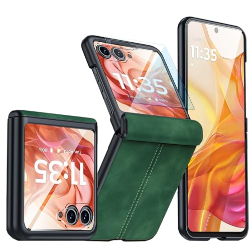 Étui en cuir Motorola Razr 60 Ultra premium vert mat antichoc