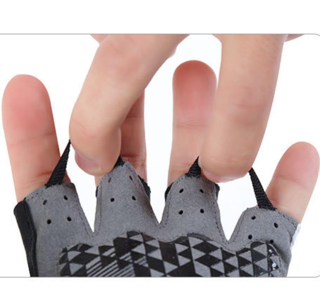Fahrradhandschuhe Halbfinger-Fahrradhandschuhe, Rutschfest, Outdoor-Sport-Handschuh, Gepolsterter Fahrradhandschuh Radsporthandschuhe(Rood,L)