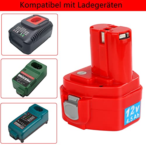 2 Stück 4500mAh NI-Mh Ersatzakku für Makita 12V Akku 1222 1220 1233 1234 1235 1235B 1235F 1050D 4013D PA12 für Makita Werkzeug Ersatzakku