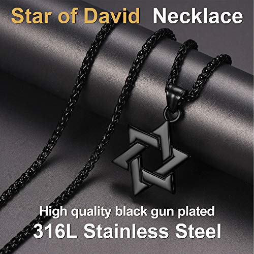 ChainsPro Star of David Necklace for Men, Stainless Steel Jewish Necklace Classic Gold/Silver/Black Hexagon Pendant Israel Necklaces Gifts for Men2