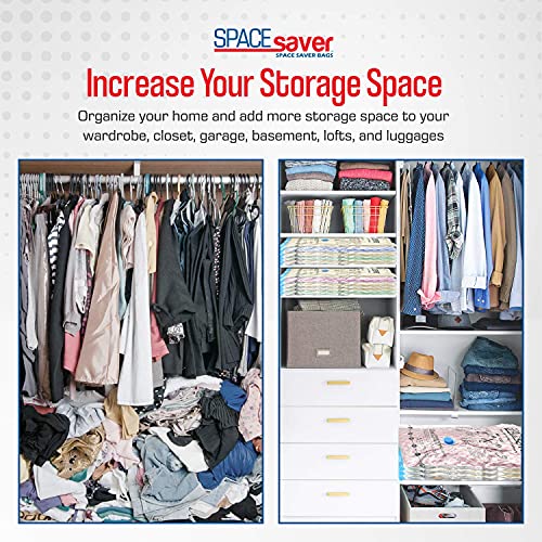 Spacesaver Premium Vacuum Storage Bags. 80% More Storage! Hand-Pump for Travel! Double-Zip Seal and Triple Seal Valve! Vacuum Sealer Bags for Comforters, Blankets, Bedding, Clothing! (Variety 20-Pack)