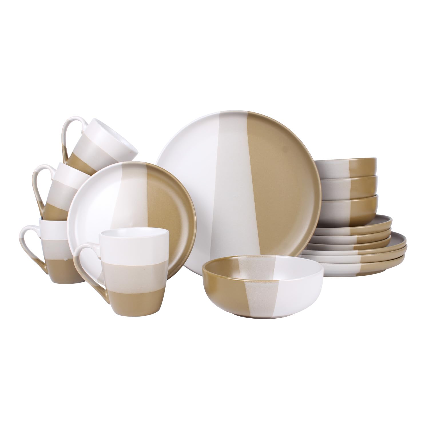 Royalford Unisex Brown 16 Piece Dinnerware Set Stoneware Dinnerware Set In