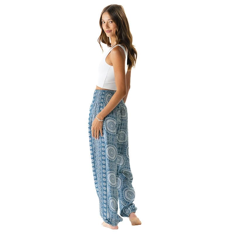 Image of Lotus and Luna Women's Harem Pants Thai Pants for Beach & Lounge High Waisted Flowy Boho Pants Genie Pants Yoga Pants