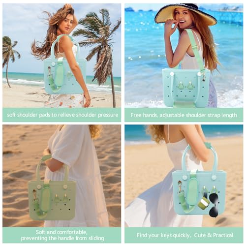 Image of LBU Strap for Bogg Bag Accessories with Handle Wrap, Detachable Shoulder Pad, 2Pcs Key Holders Adjustable Crossbody Shoulder Strap Wrap for XL /Medium /Small Rubber Tote Beach Bog Bags