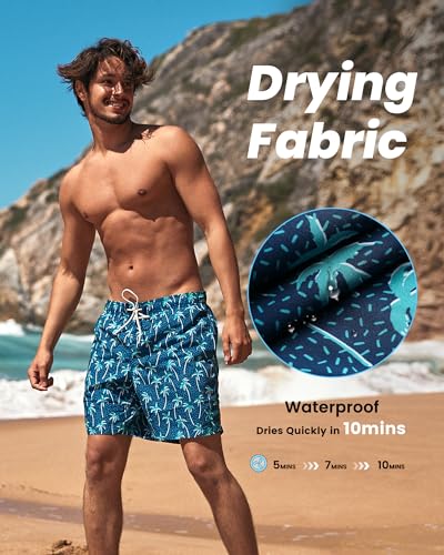 Image of maamgic Mens Slim Fit Swim Shorts Swim Trunks 7 inch Quick Dry Mens Bathing Suits with Mesh Lining