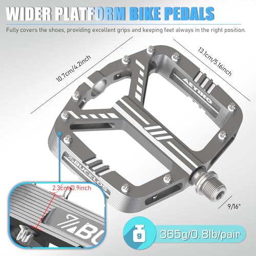 BUCKLOS MTB Flat Pedals Mountain Bike Pedals，Adult Road Bicycle Pedals Aluminum Alloy Non-Slip Large Concave Platform Pedals for BMX, Downhill,AM, Enduro 9/16''（Titanium） by BUCKLOS - Image 5