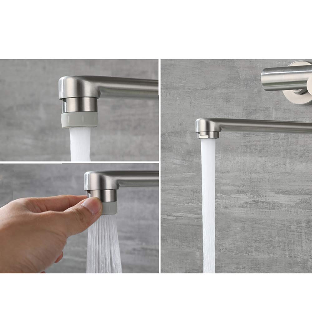 Wasserhahn Küche Wandarmatur Für Küche, Mit Spritzpistole Und 2 Wasserstrahlarten, Wasserhahn Wand Schwenkbarem 360°-Auslauf,Einfache Montage Küchenarmatur Wandmontage (Gebürstetes Nickel)