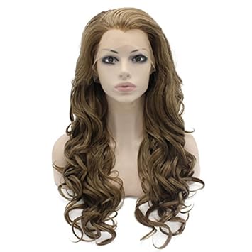 Mxangel Long Wavy Heat Resistant Fiber Celebrity Half Hand Tied Synthetic Lace Front Gray Blond Wig Natural