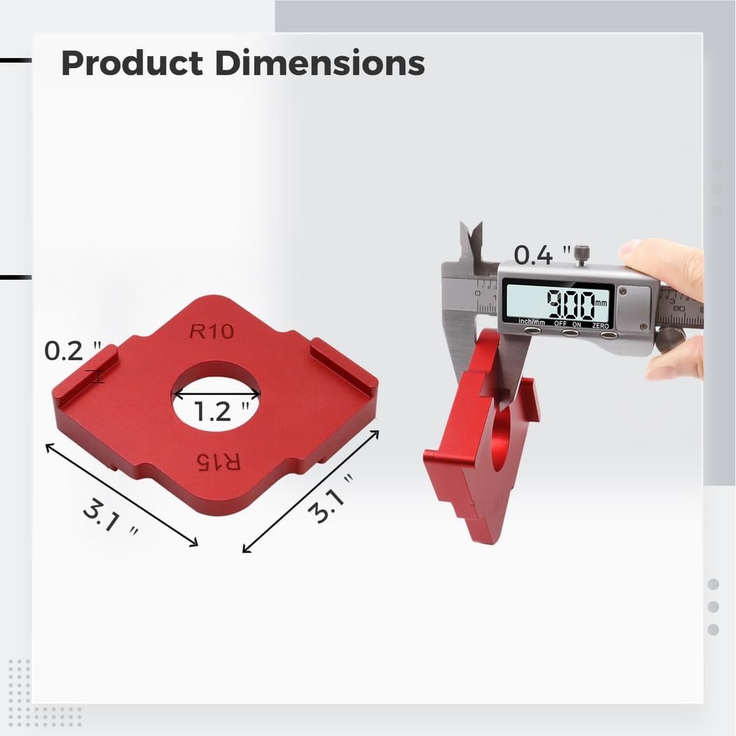 Aluminum Alloy Radius Jig Router Templates, 3-Piece Set for Woodworking Corner Rounding, R5 R10 R15 R20 R25 R30 Routing Bit Templates