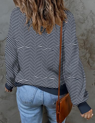 Image of ZESICA Women's 2026 Fall Striped Pullover Sweaters Tops Fashion Outfits