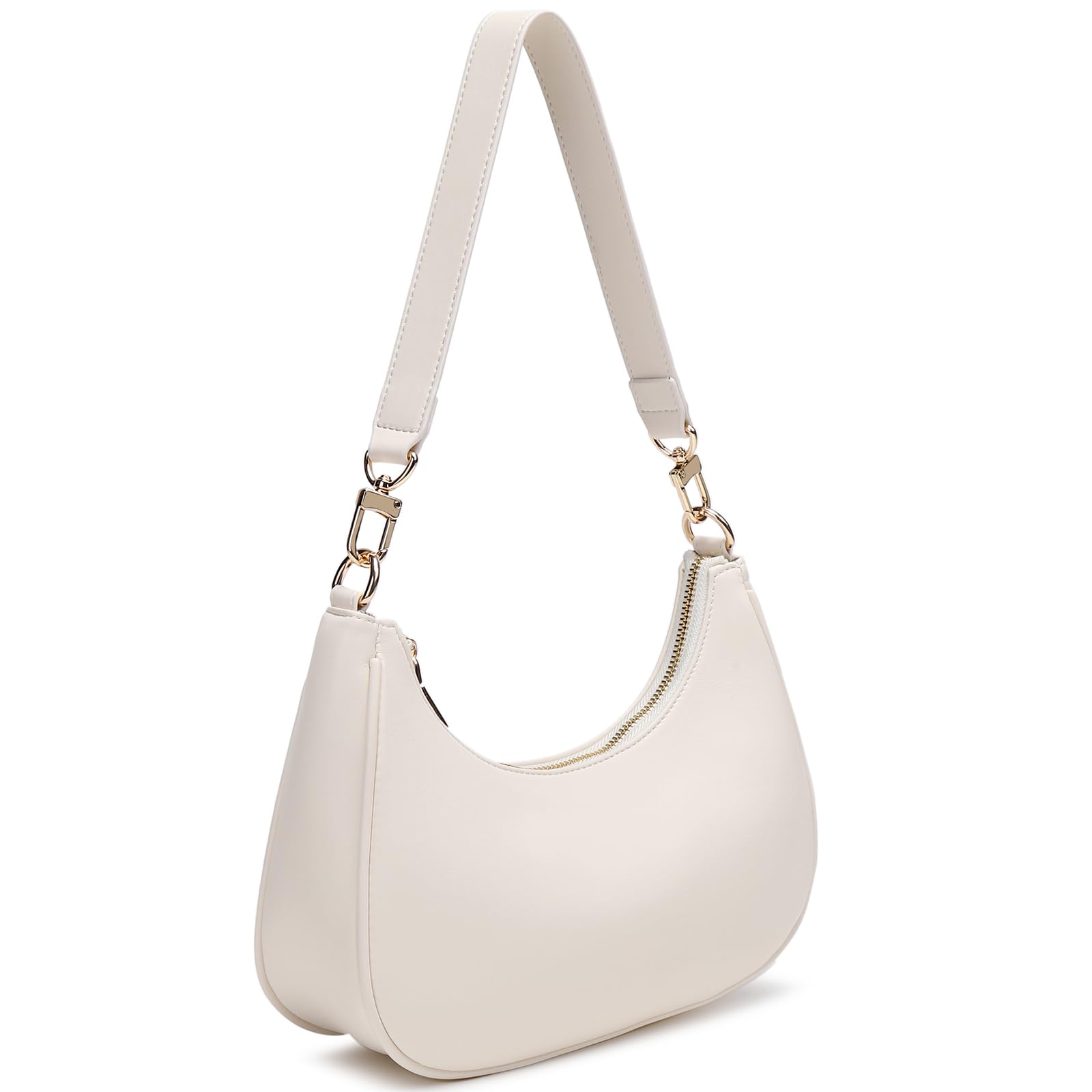Women's Shoulder Bags Cute Hobo Purses Vintage Handbags with Zipper Lightweight Underarm for Dating Shopping Gift (Beige) view 3