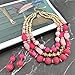 Bocar 3 Layer Chunky Statement Beaded Necklace Set with Earrings Fashion Multi Layer Women Collar Necklace (NK-10625-Bright Rose-Gold)