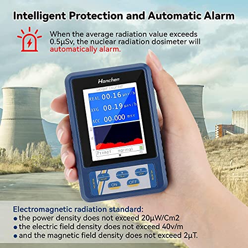 Hanchen 2-in-1 Geiger Counter Nuclear Radiation Detector Digital Electromagnetic Field Radiation Detector EMF Meter X-ray Radiation Multi-Field Real Time Measurement Automatic Alarm