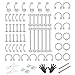 CASSIECA 60 Pcs Acier Inoxydable Piercing Kit Piercing de Nez pour Femmes Filles Barbells Fer à Cheval Piercing Lèvre Langue de Sourcil Nombril Tragus Body Piercing (avec Outils)
