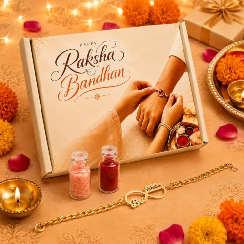 Image of Unisex-Adult Customized Name Rakhi For Brother | Rudraksha Beads, Custom Name Engraving, Adjustable Fit