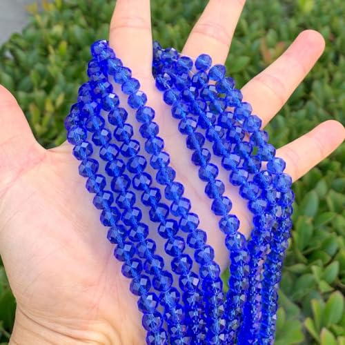 Image of 350pcs Czech Faceted Rondelle Crystal Glass Beads 8mm Bulk Sapphire Blue