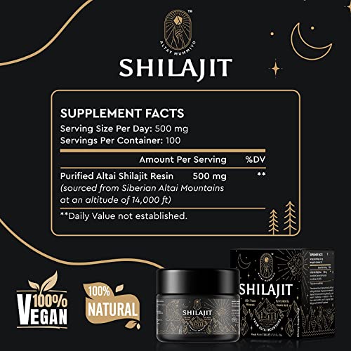 Shilajit Resin With Fulvic Acid & Trace Minerals, Original Siberian Pure Shilajit With 85+ Humic Acid Supplement, Support Metabolism & Immune System - 100 Servings / 50G #TOP2