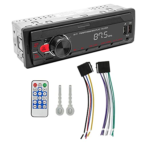 Aumotop Reproductor de MP3 para automóvil Receptor estéreo BT Radio FM Soporte de Llamadas con Manos Libres Carga USB U-Disk/Tarjeta TF/AUX-IN Asistencia de Voz con Control Remoto Luz Colorida