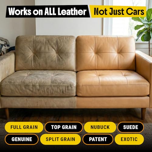 Car Leather Cleaner and Conditioner - pH Neutral, Non-Toxic & Non-Greasy - Gently Cleans, Restores and Protects Leather Seats and Interior - Safe for Leather Furniture, Couch & Sofa - 36 fl. Oz. Kit by Carfidant - Image 8