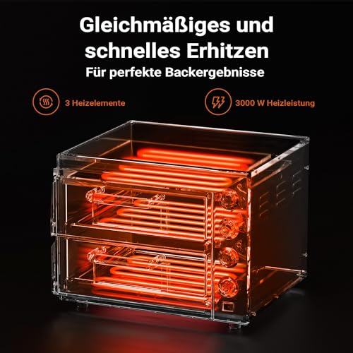 Foto von 2-Etagen Pizza-Backofen 3000W mit Cordierit Stein für Pizza wie aus dem Steinofen Pizzaofen Backofen