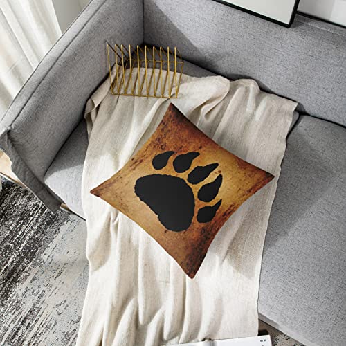 Accrocn Throw Pillow Covers Vintage Lovely Black Bear Paw Print Pillow Decorative Cushion Decorative Pillowcases Polyester 18 X 18 Inch Square Pillowcase Hidden Zipper #TOP4