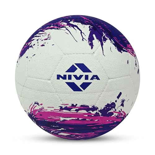 Image of Nivia Super Storm Football for Men, Training Ball, Durable Rubber Cover Molded, Butyl Threadwounded Bladder, to Play On Hard Ground and Artificial Turf (White, 5)