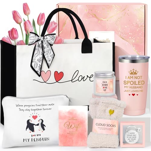 Suhctuptx Gifts for Wife Christmas Gift Ideas Cool Wife Birthday Ideas Wedding Gift for Women i Love You Box for Her - Anniversary Valentines Mothers Day Gifts with Tote Bag