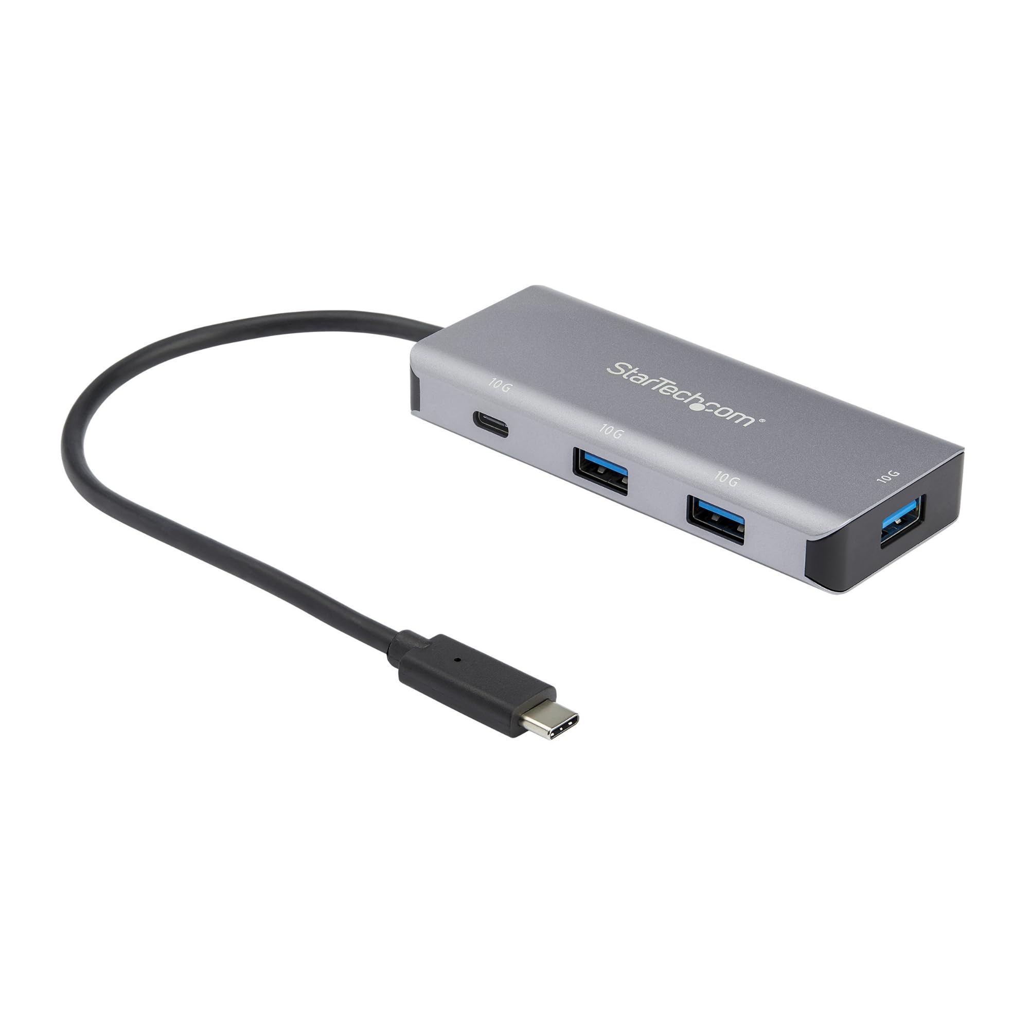 StarTech Hub USB-C 4 Ports 10Gbps, 3x USB-A et 1x USB-C (HB31C3A1CB) | Station d'accueil, dock, Concentrateur, Câble hote integre 25cm