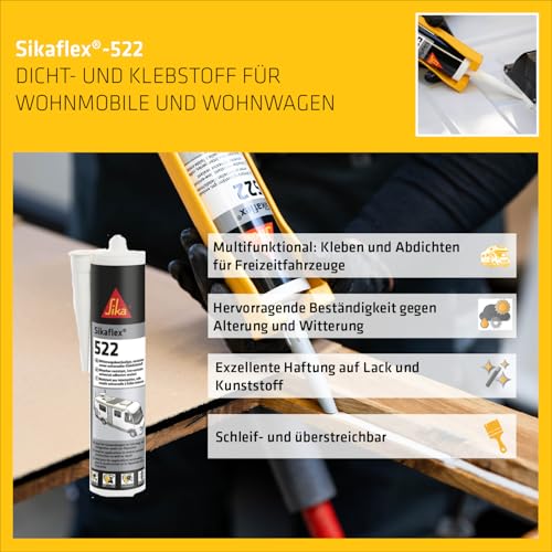 Sika – Dichtstoff – Sikaflex-522 schwarz – ideal für Fugen – innen und außen – UV-stabil und witterungsbeständig – gute Haftung -300 ml