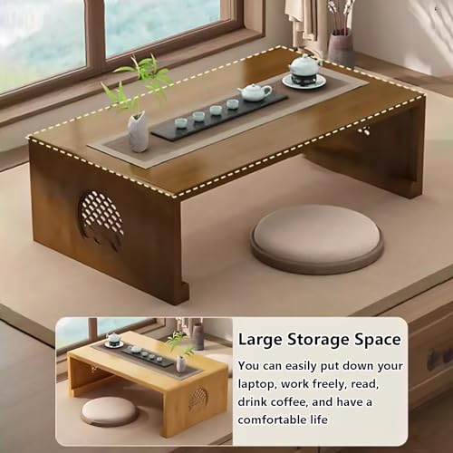 Table basse pliante japonaise portable en bambou de 100x50cm - 7