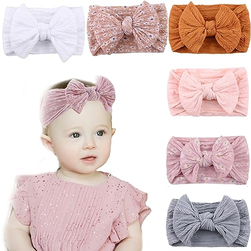 Image of KIDOCHEESE Baby Girls Headbands with Bows Elastics Nylon Hair Bows Hairbands Hair Accessories for Newborn Infant Toddlers Kids