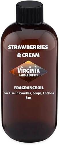 Aceite aromático de fresas y crema (botella de 8 onzas) para hacer velas, hacer jabón, hacer tartas, aerosoles para habitación, lociones,