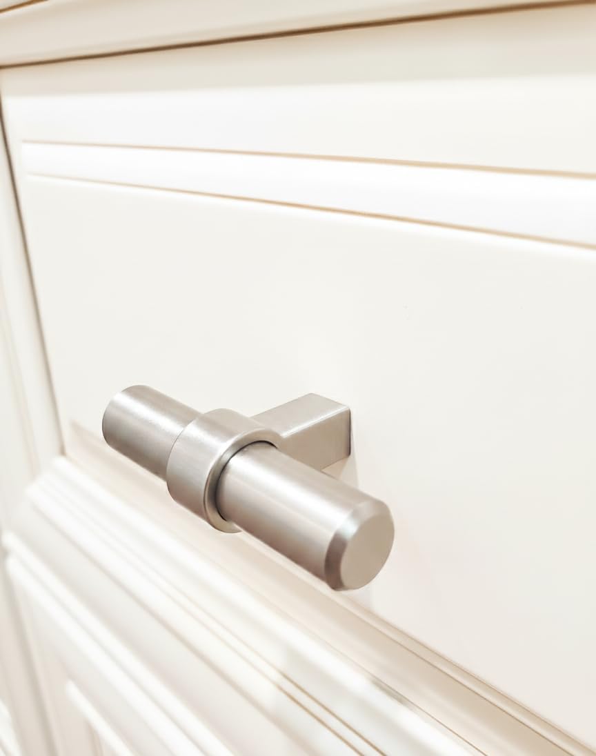 Cosmas 10 Pack 181SN Satin Nickel Contemporary Bar Cabinet Handle Pull T-Knob - 2-3/8" Overall Length