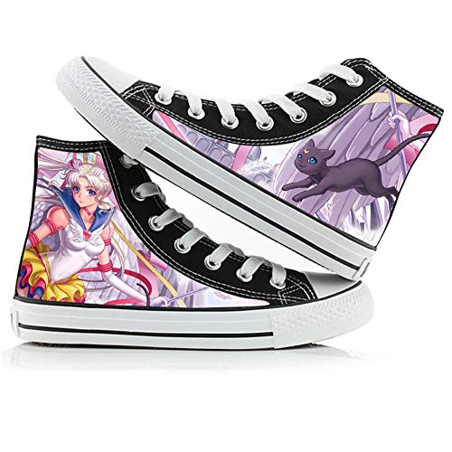 Csqw Sailor Moon High Top Doodle Zapatillas de Lona para Zapatillas de Deporte Unisex para niños y...