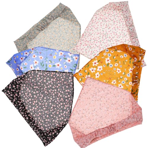 Operitacx 6 Pañuelos Pelo Mujer Estampado Floral, Banda Elástica Cómoda de Tela, Diademas Tipo Bandana Elegantes y Encantadoras para Accesorios de Mujer