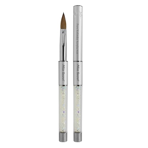 Mia Secret Cepillos de uñas prémium 100 % cabello Kolinsky fabricados en Estados Unidos, pinceles de arte de uñas prenium (plata, 8 OR)