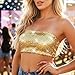 Nicute Sequin Crop Top for Women - Sparkly Strapless Sleeveless Sexy Bra Top - Gold
