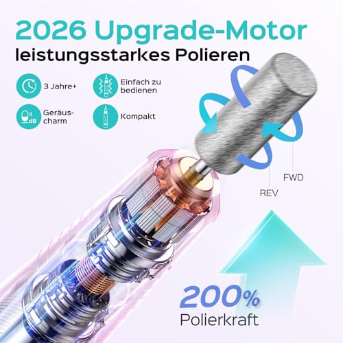 COSLUS Elektrische Nagelfräser für Gelnägel: 20000 u/Min Draht Einstellbare Geschwindigkeit and Drehrichtung Maniküre und Pediküre set，Nagelfeile Fräser für Gelnägel Acrylnägel (Lila)