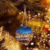 Poezjzw Amsterdam - Adornos redondos de cerámica para colgar en el árbol de Navidad, decoración del hogar, reuniones, recuerdos