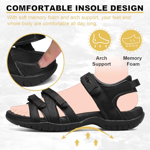 Womens Open Toe Hiking Sandal Women Slip On Sport Walking Sandal Straps with Arch Support Beach Vacation Casual Camping3
