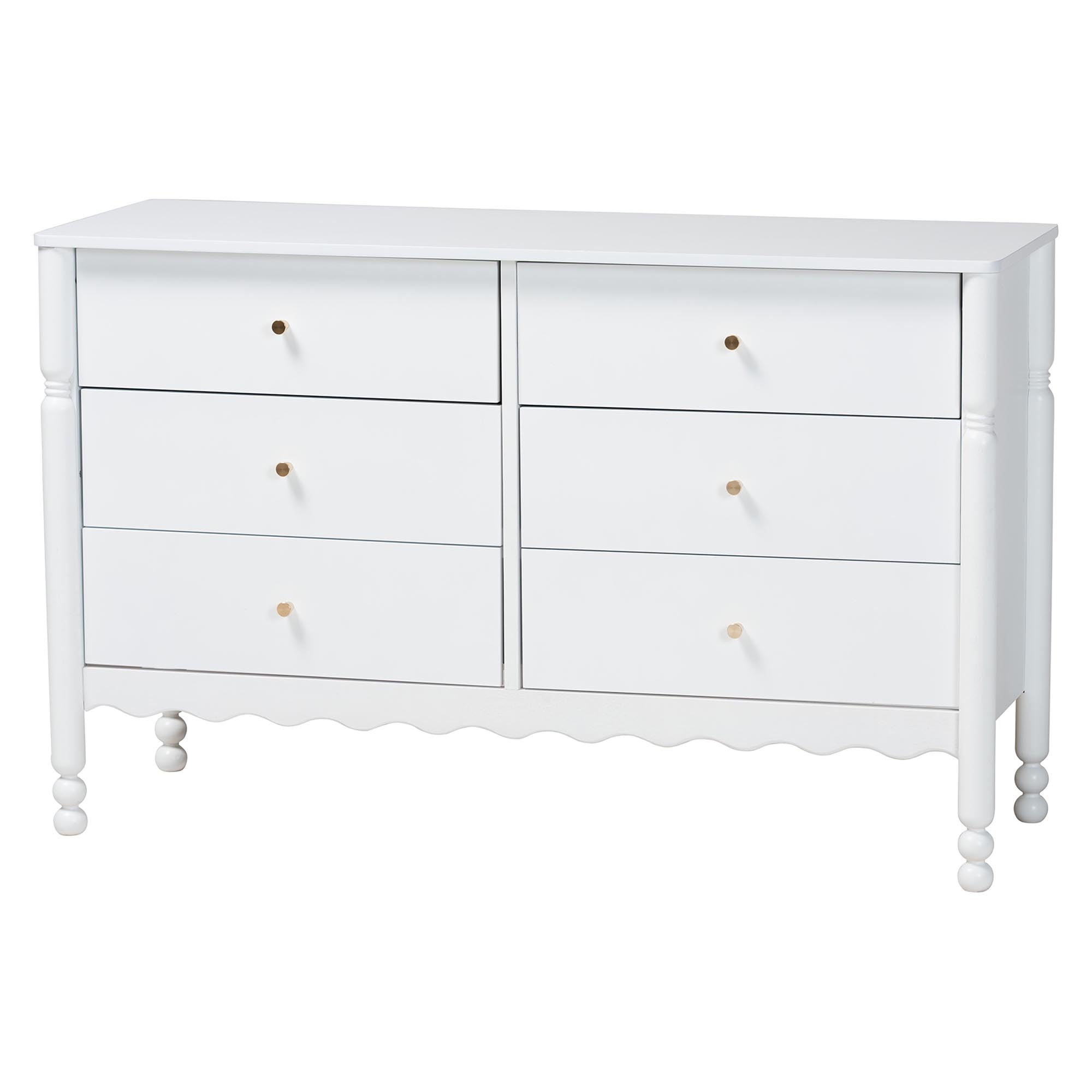 horizontal dresser LuxenHome Walnut Finish MDF Wood with Rope Front 6-Drawer finish silhouette in aged oak brown RosaRio Horizontal Farmhouse Dresser With