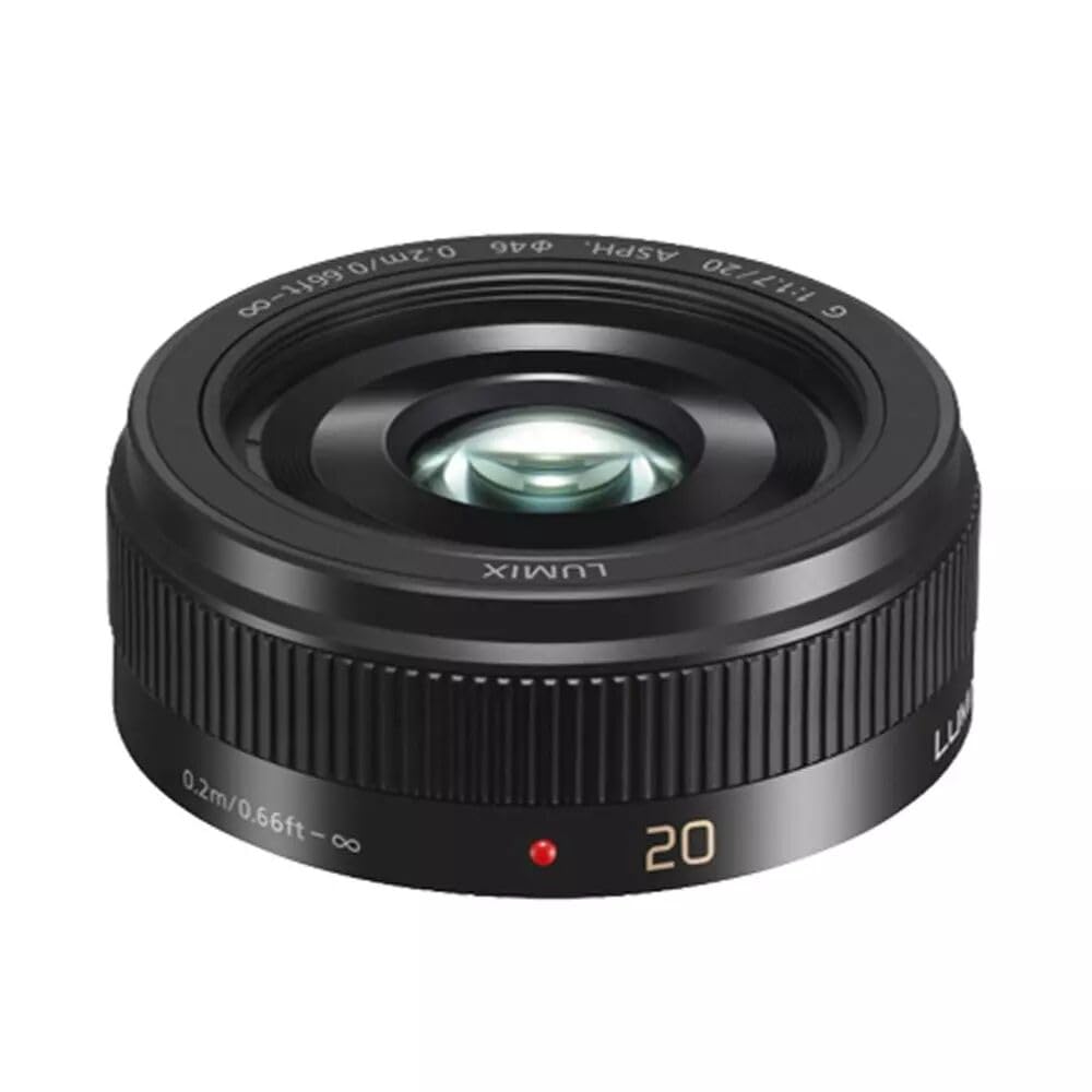 Panasonic LUMIX H-H020AE-K - Objetivo Focal Fija para Cámaras de Montura M4/3 (Focal 20 mm, F1.7, Tamaño Filtro 46 mm, Lentes Asféricas), Negro