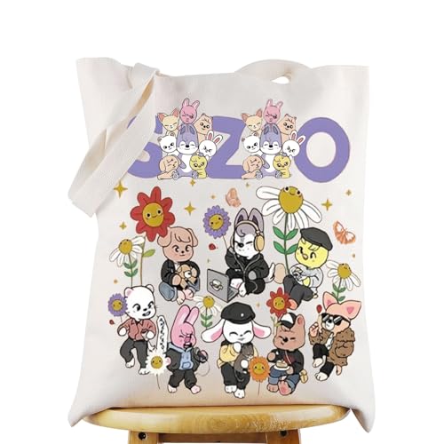 WZMPA Korea Member Canvas Tote Bag Korea Group Fans Gift Korean Group Shopping Grocery Bag (ZOO TG)