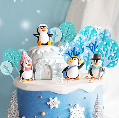 Jevenis Winter Penguin Cake Decoration Winter Onederland Cake Decoration Snowflake Cake Decoration Winter Onederland Party Supplies #TOP2